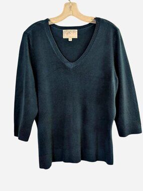 Debbie Morgan Teal V-Neck Sweater Women's XL